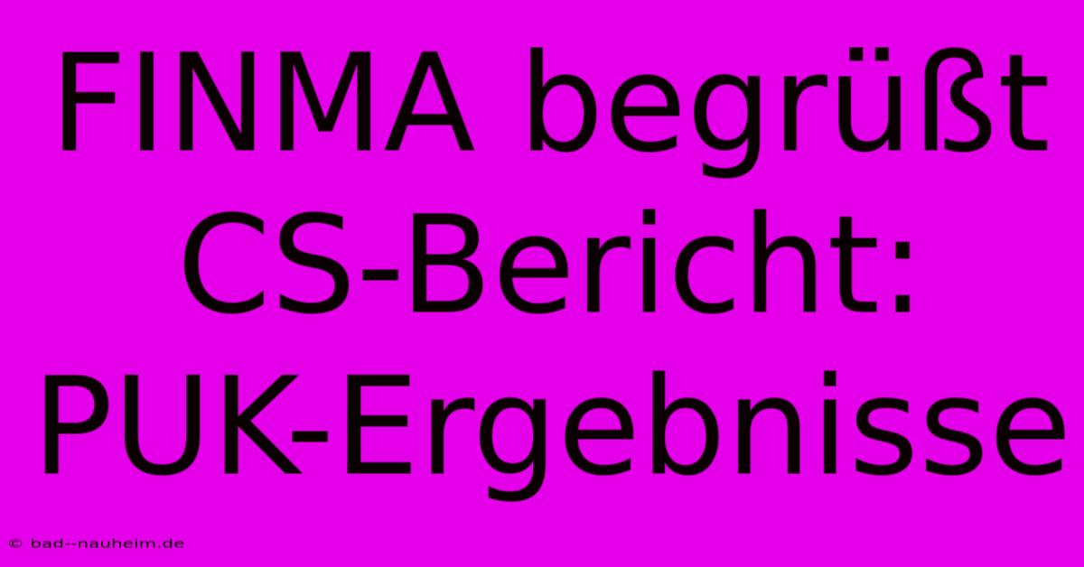 FINMA Begrüßt CS-Bericht: PUK-Ergebnisse