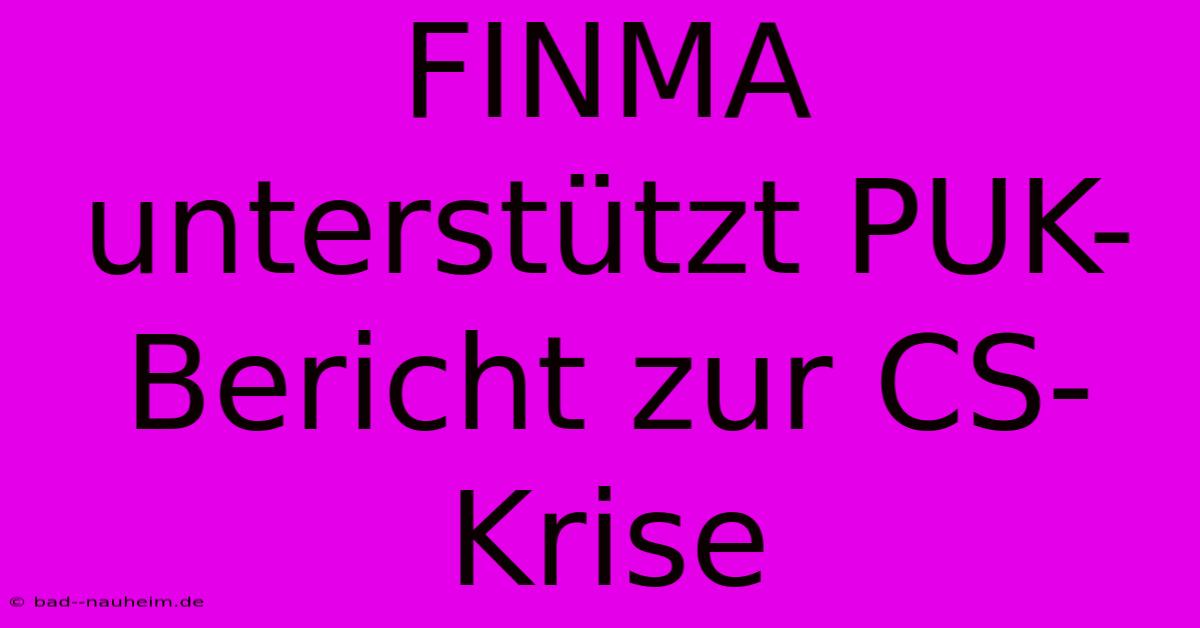 FINMA Unterstützt PUK-Bericht Zur CS-Krise