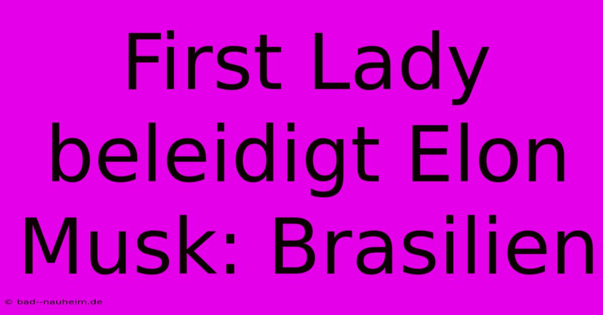 First Lady Beleidigt Elon Musk: Brasilien