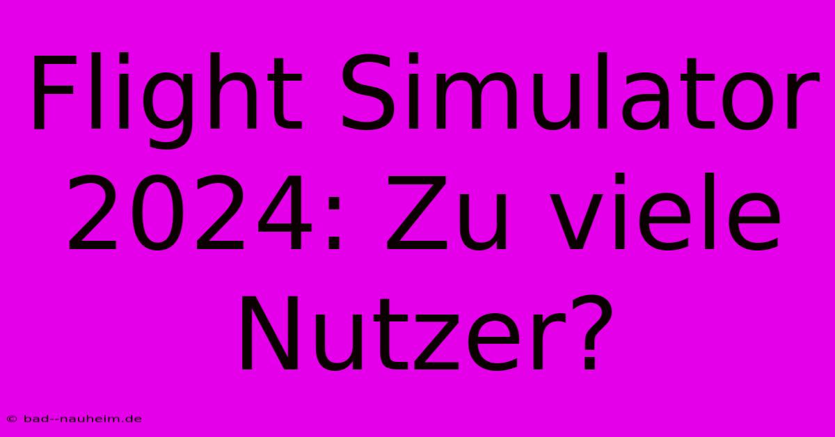 Flight Simulator 2024: Zu Viele Nutzer?