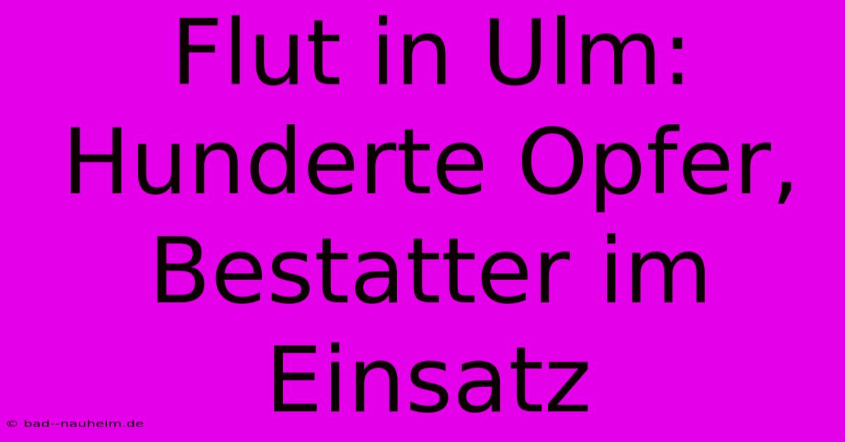 Flut In Ulm: Hunderte Opfer, Bestatter Im Einsatz