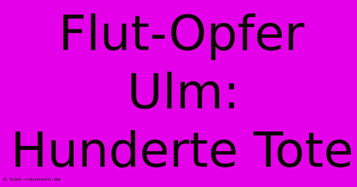 Flut-Opfer Ulm: Hunderte Tote