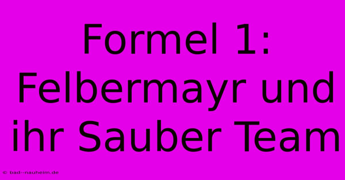 Formel 1:  Felbermayr Und Ihr Sauber Team