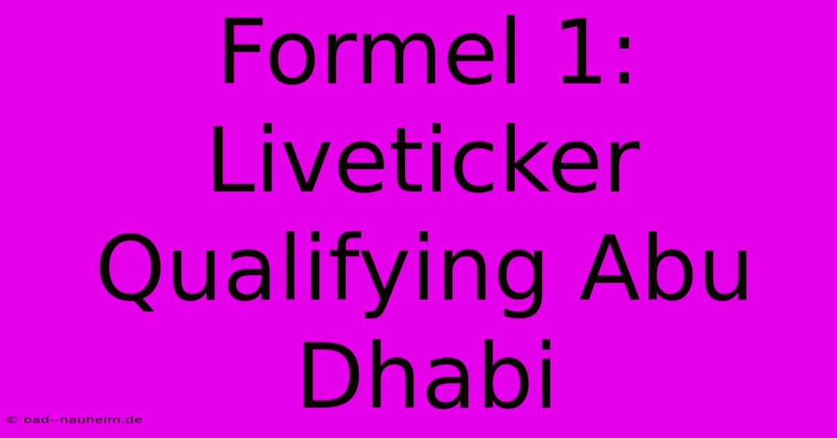 Formel 1: Liveticker Qualifying Abu Dhabi