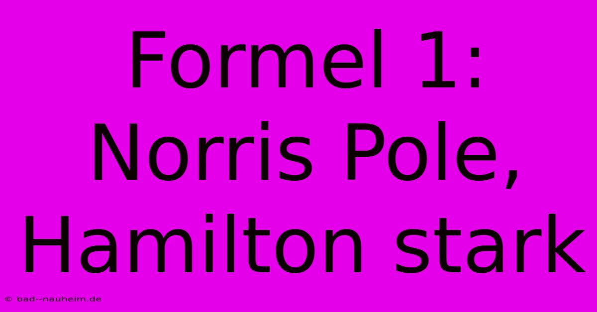 Formel 1: Norris Pole, Hamilton Stark