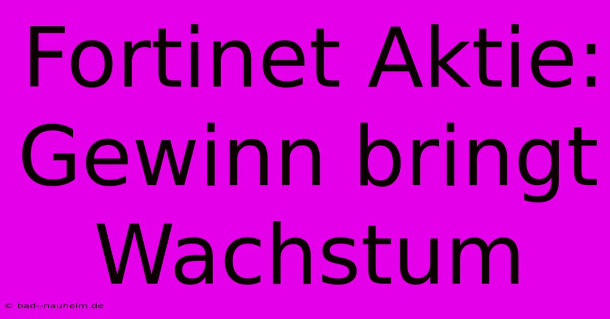 Fortinet Aktie:  Gewinn Bringt Wachstum