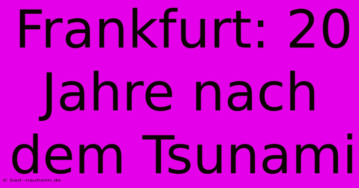 Frankfurt: 20 Jahre Nach Dem Tsunami