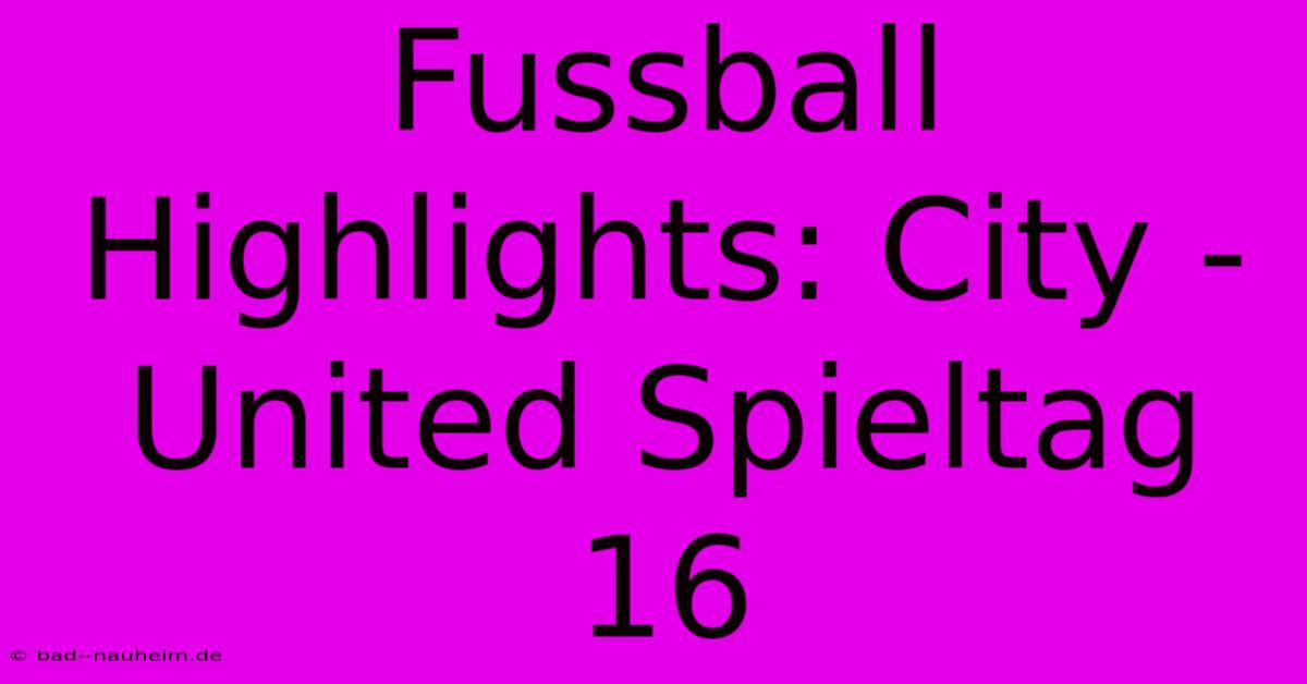 Fussball Highlights: City - United Spieltag 16