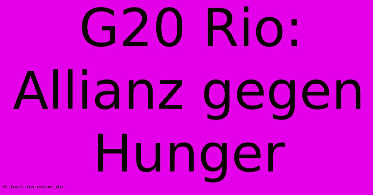 G20 Rio: Allianz Gegen Hunger