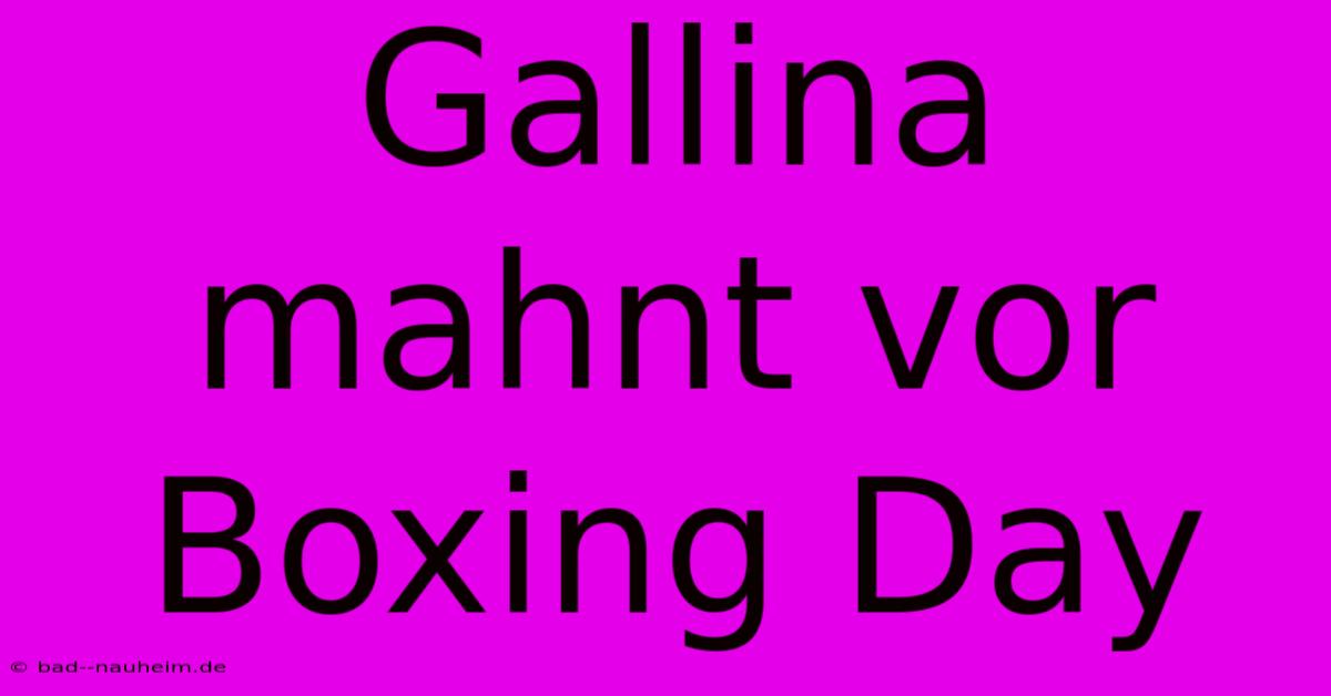 Gallina Mahnt Vor Boxing Day