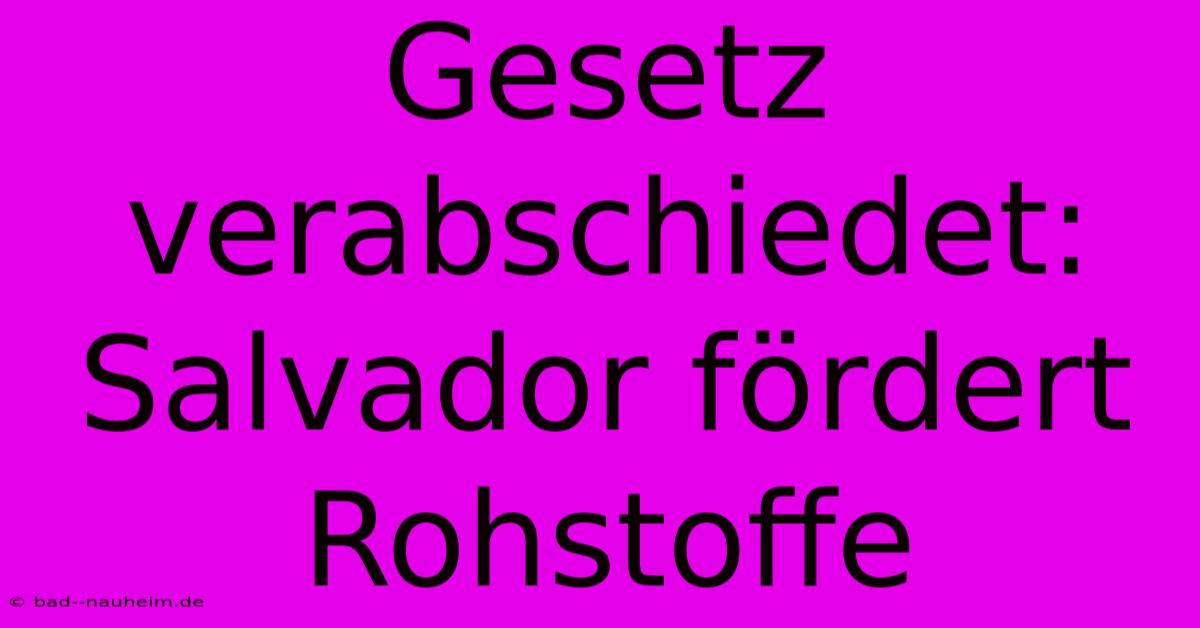 Gesetz Verabschiedet:  Salvador Fördert Rohstoffe