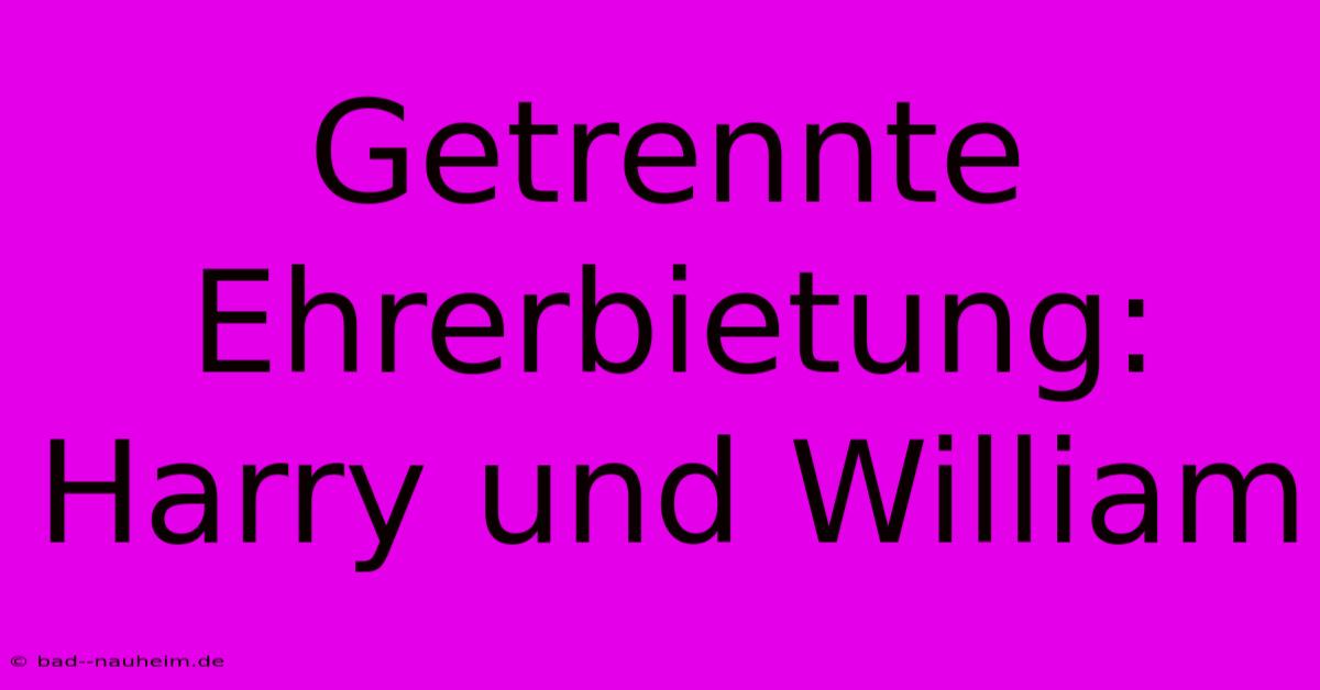 Getrennte Ehrerbietung: Harry Und William