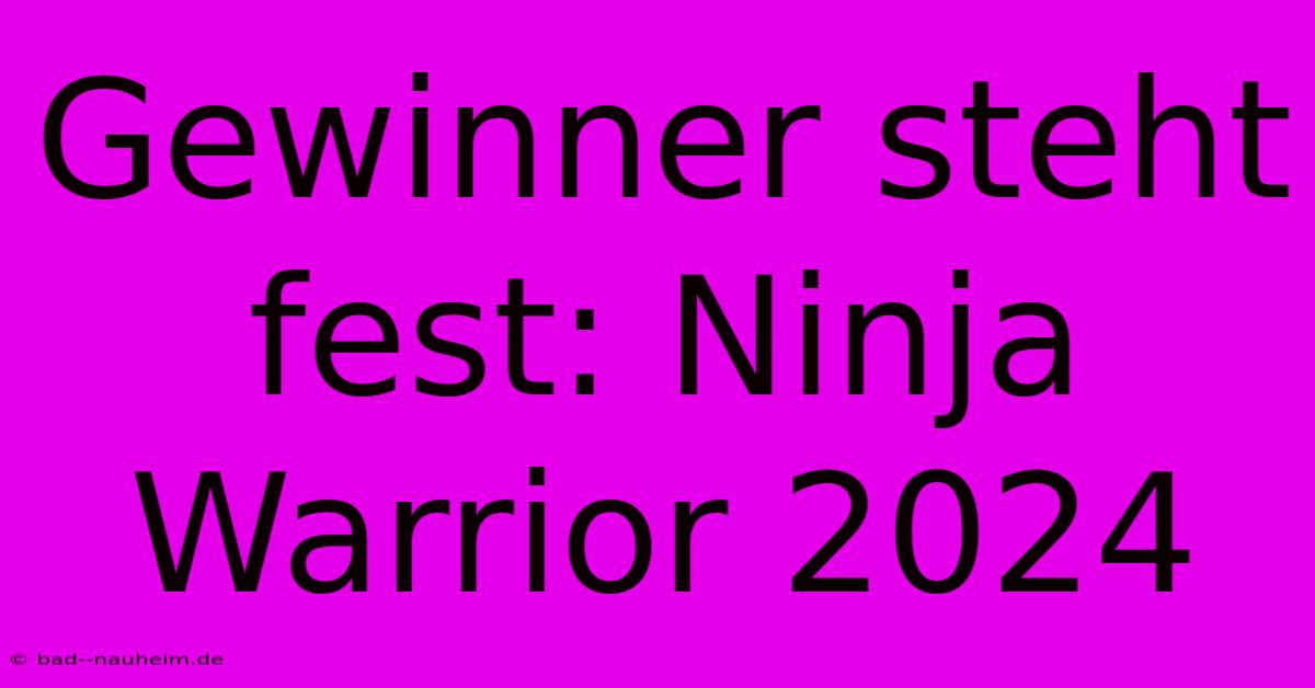 Gewinner Steht Fest: Ninja Warrior 2024