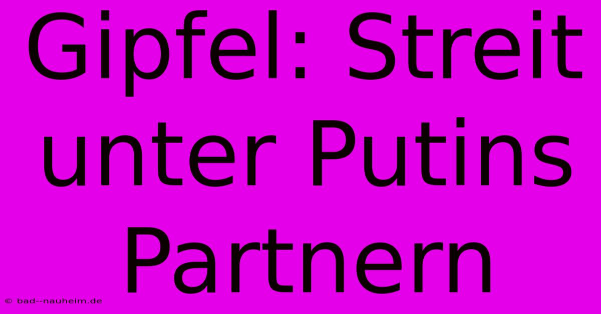 Gipfel: Streit Unter Putins Partnern