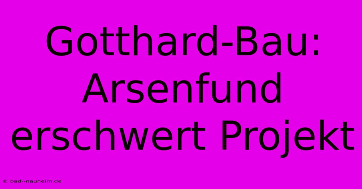 Gotthard-Bau:  Arsenfund Erschwert Projekt