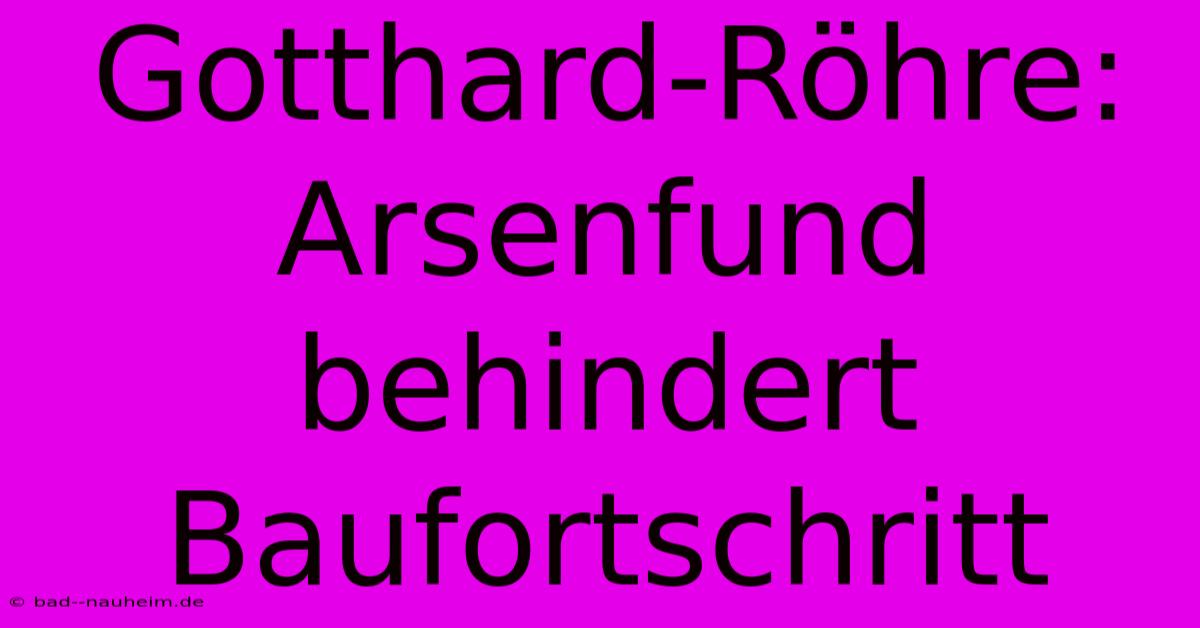 Gotthard-Röhre:  Arsenfund Behindert Baufortschritt