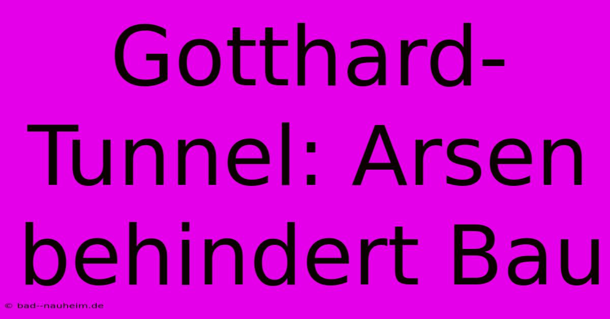 Gotthard-Tunnel: Arsen Behindert Bau