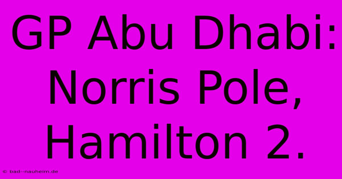 GP Abu Dhabi: Norris Pole, Hamilton 2.