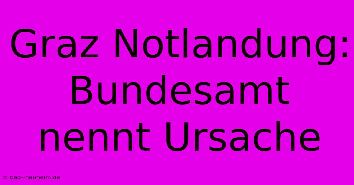 Graz Notlandung: Bundesamt Nennt Ursache