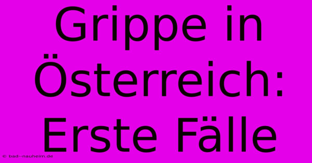 Grippe In Österreich: Erste Fälle