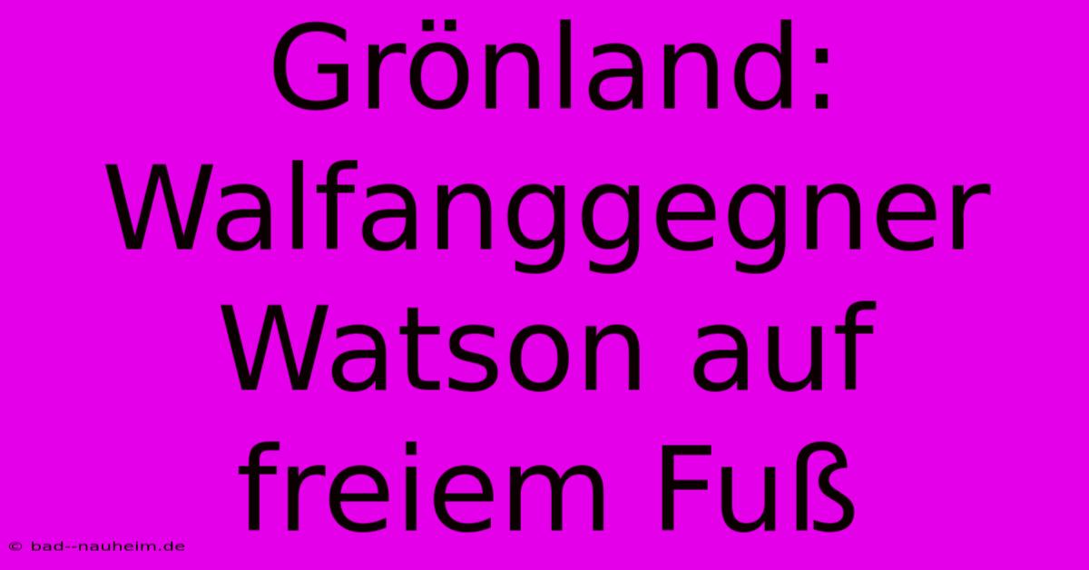 Grönland: Walfanggegner Watson Auf Freiem Fuß