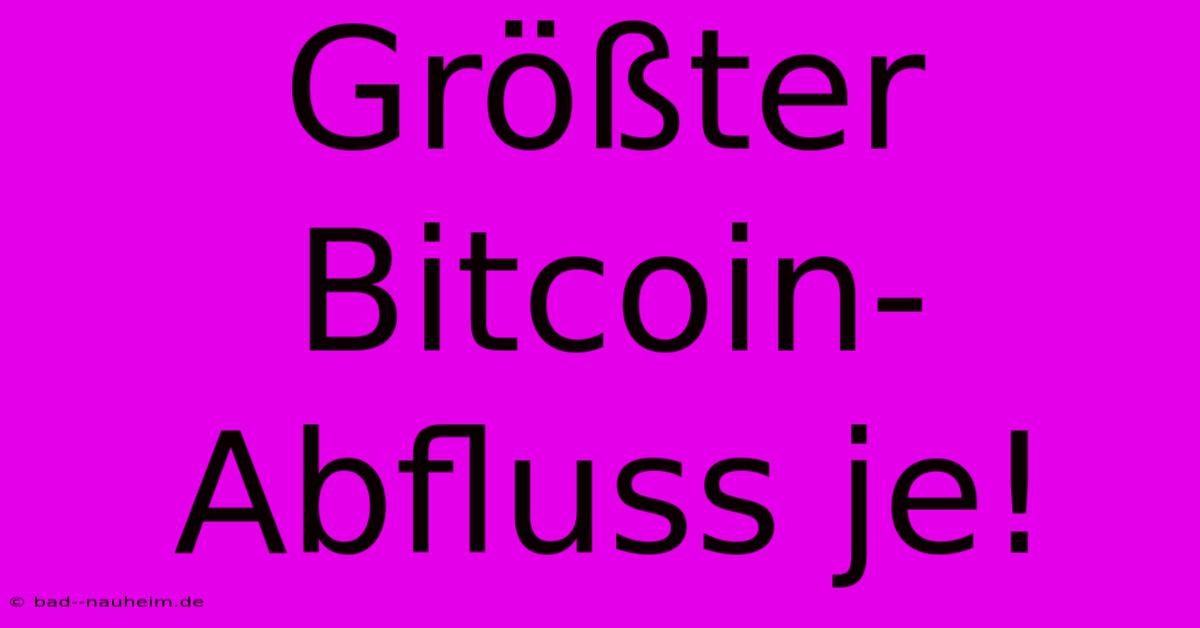 Größter Bitcoin-Abfluss Je!