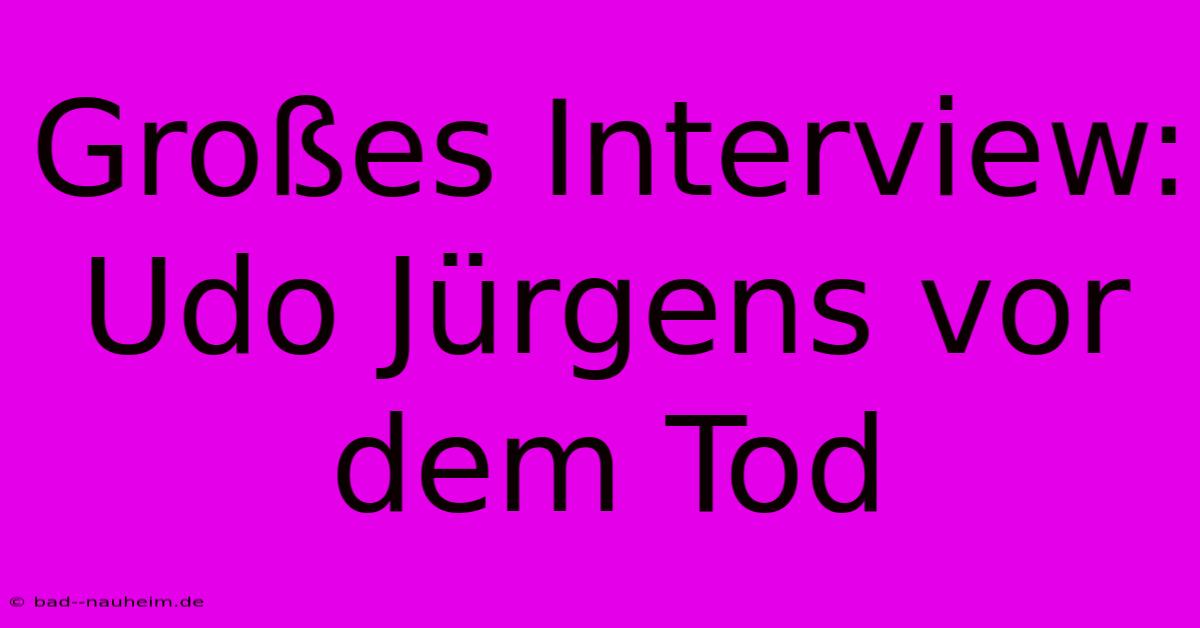 Großes Interview: Udo Jürgens Vor Dem Tod