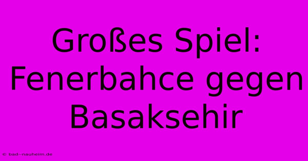 Großes Spiel: Fenerbahce Gegen Basaksehir