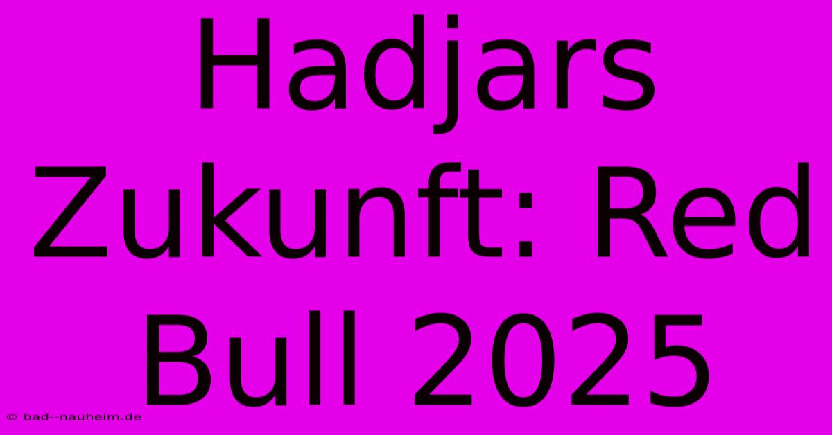 Hadjars Zukunft: Red Bull 2025