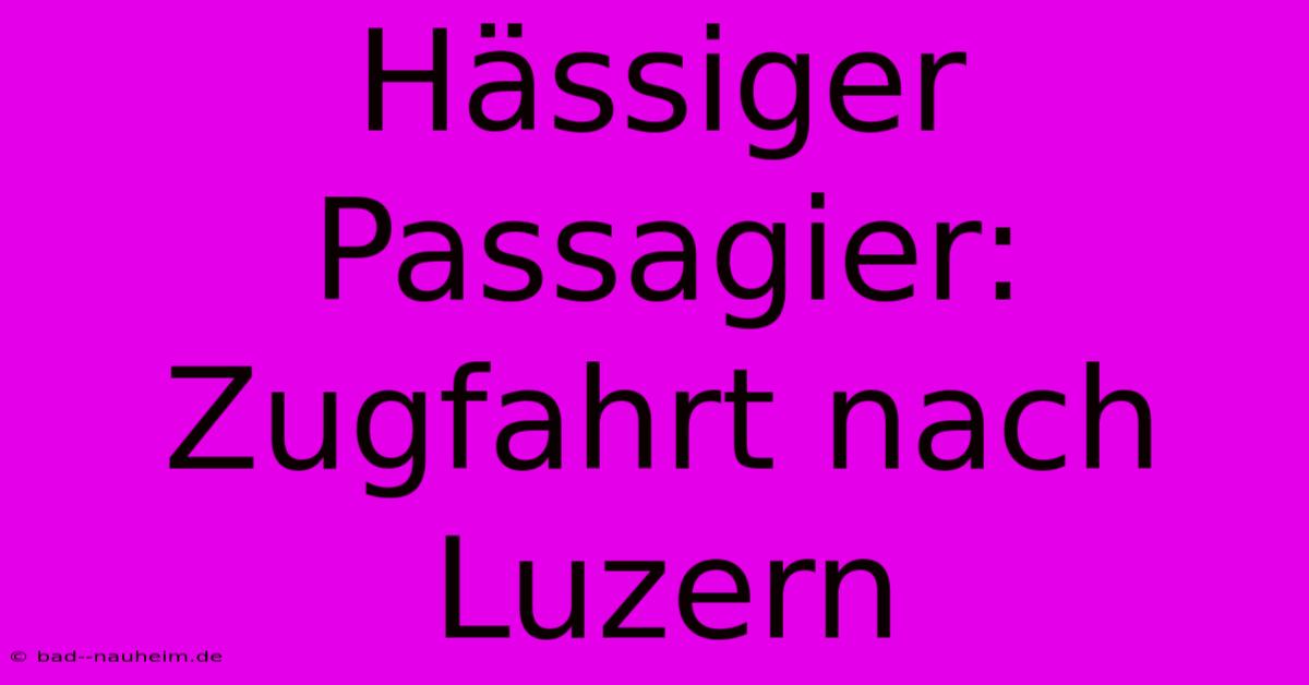 Hässiger Passagier: Zugfahrt Nach Luzern