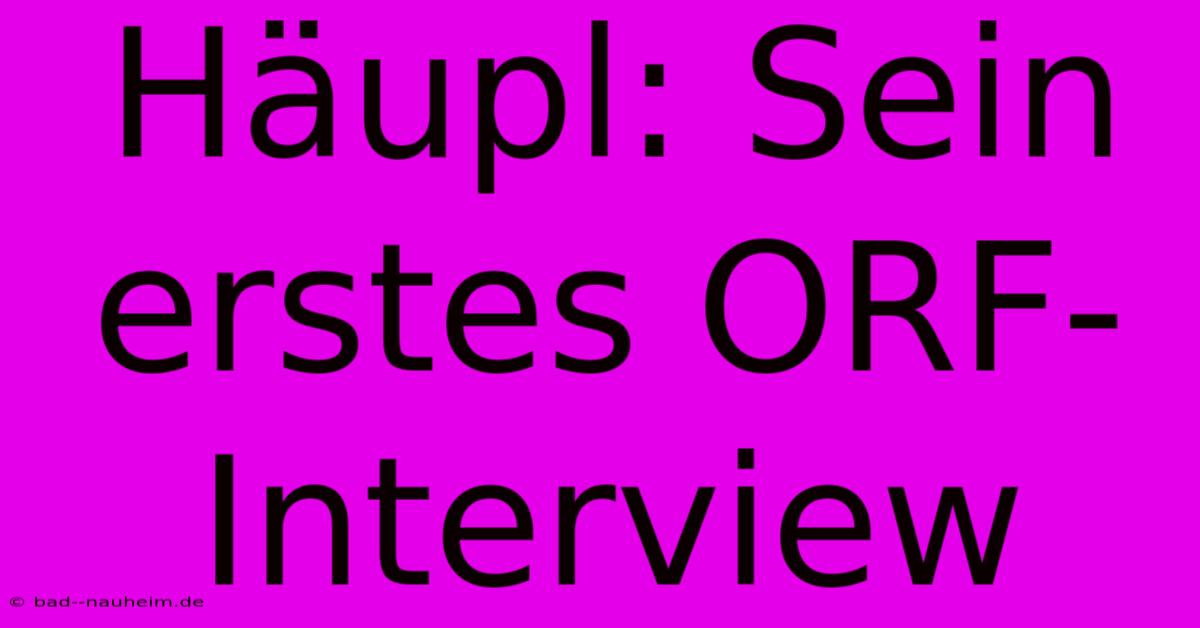 Häupl: Sein Erstes ORF-Interview