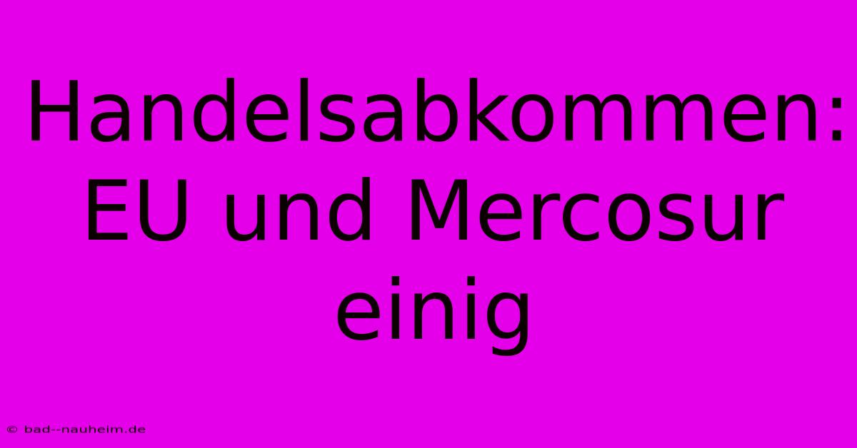 Handelsabkommen: EU Und Mercosur Einig