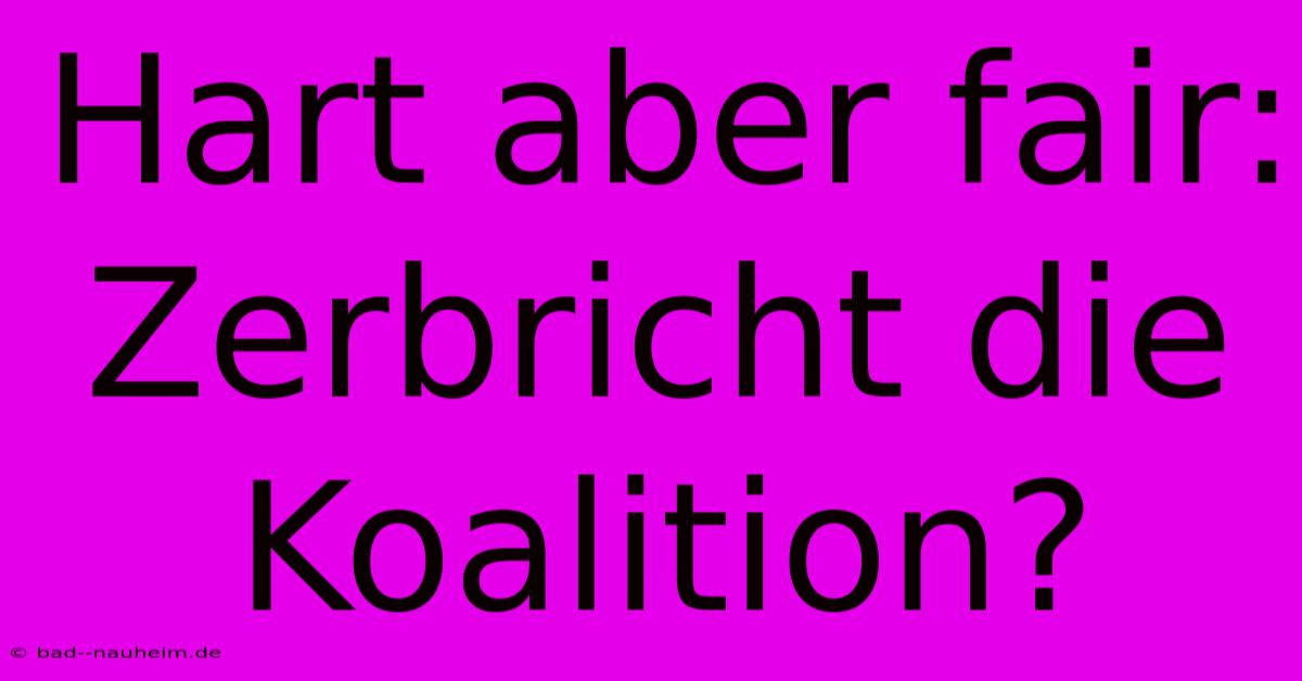 Hart Aber Fair: Zerbricht Die Koalition?