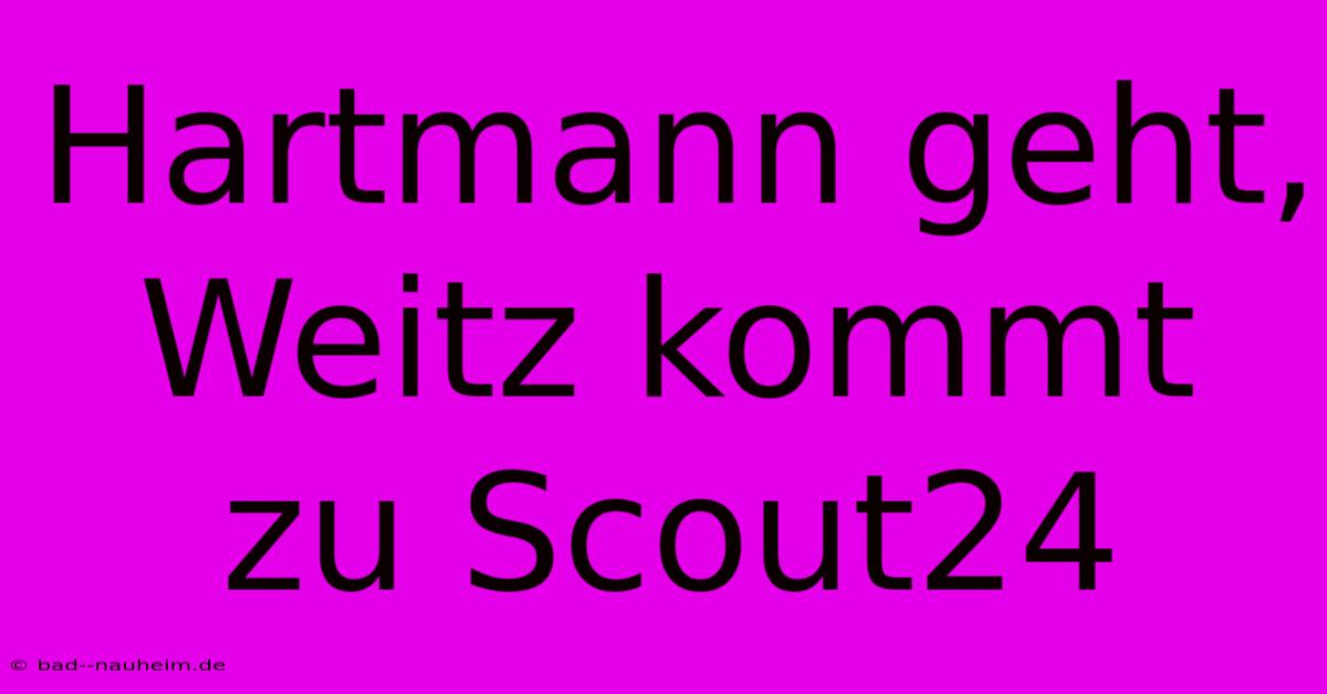 Hartmann Geht, Weitz Kommt Zu Scout24