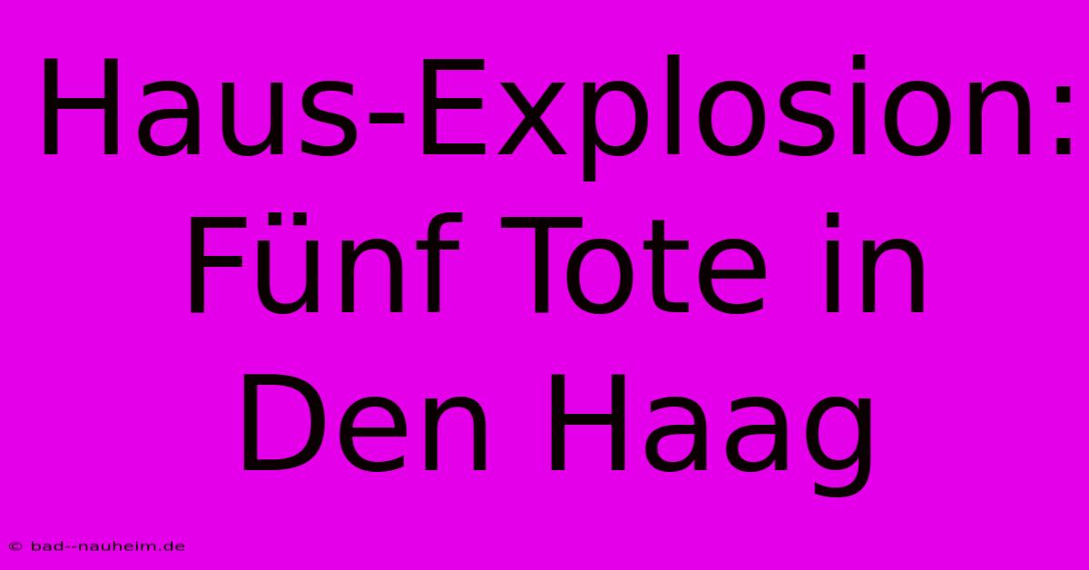 Haus-Explosion: Fünf Tote In Den Haag