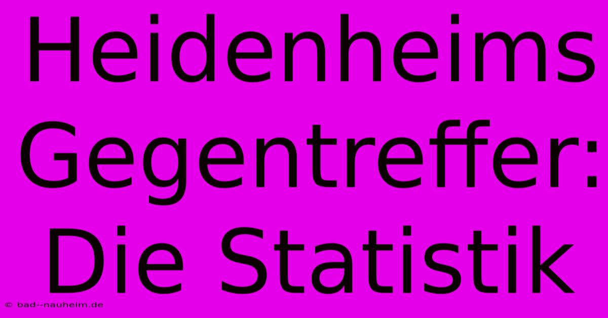 Heidenheims Gegentreffer: Die Statistik