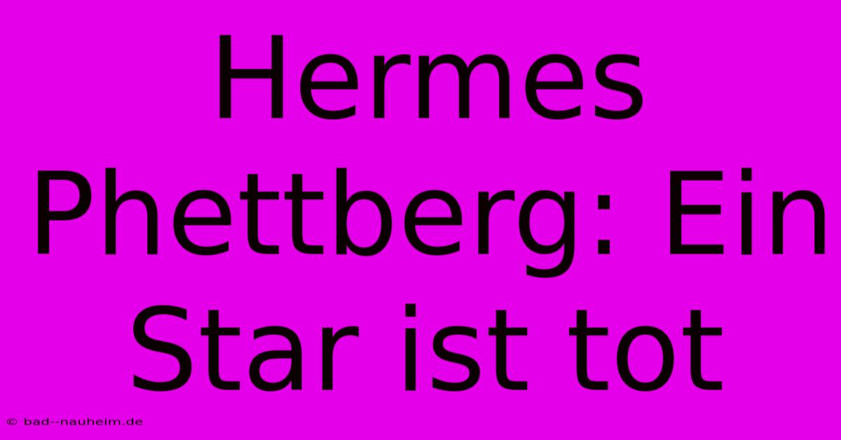 Hermes Phettberg: Ein Star Ist Tot