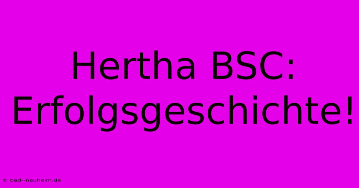 Hertha BSC: Erfolgsgeschichte!