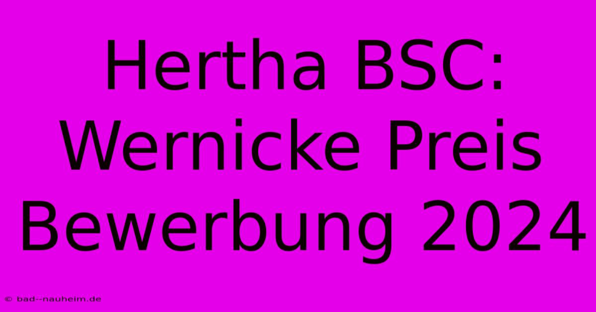 Hertha BSC: Wernicke Preis Bewerbung 2024