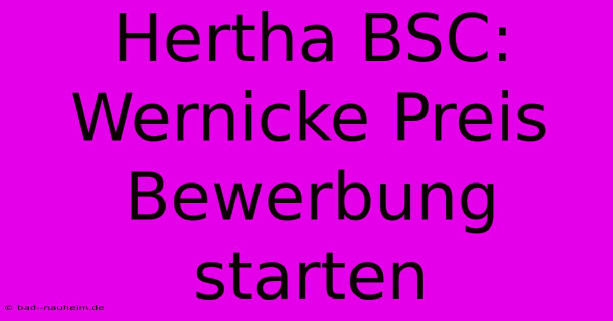 Hertha BSC: Wernicke Preis Bewerbung Starten