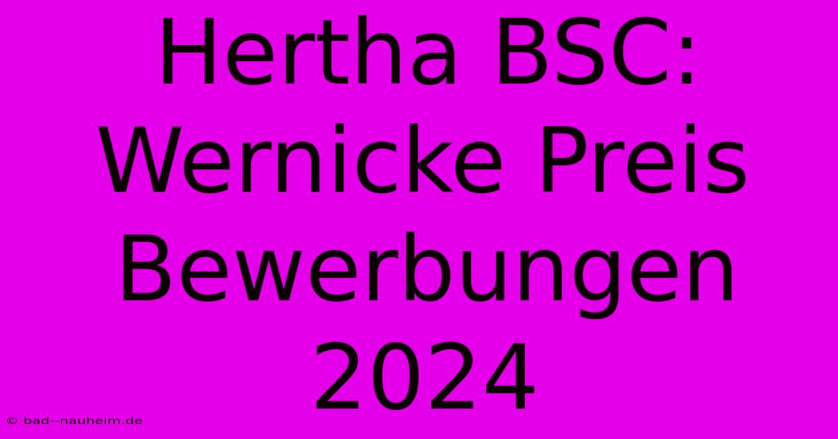 Hertha BSC: Wernicke Preis Bewerbungen 2024