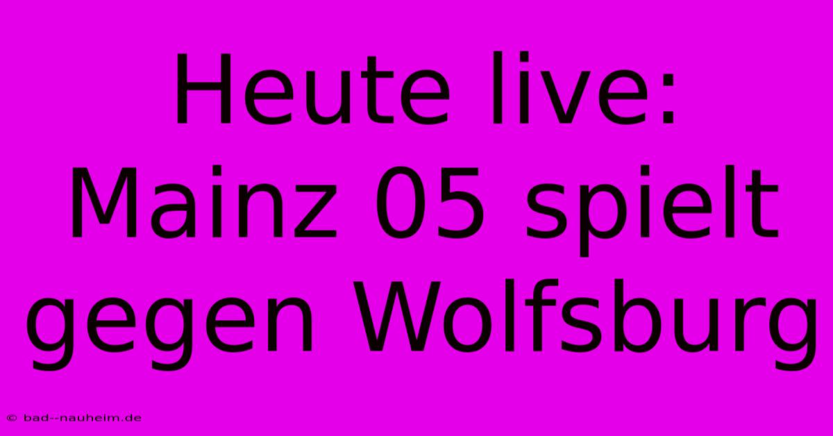 Heute Live: Mainz 05 Spielt Gegen Wolfsburg