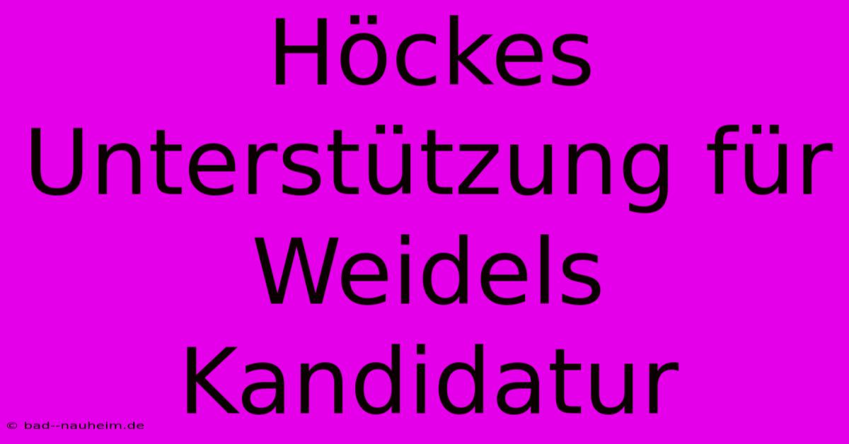 Höckes Unterstützung Für Weidels Kandidatur