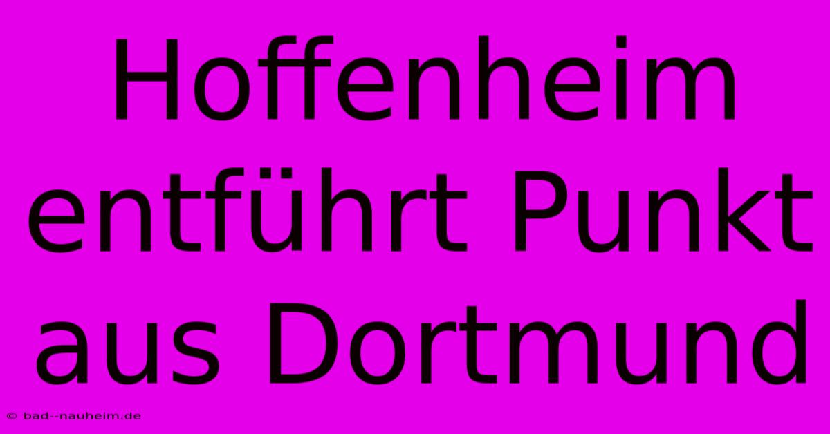 Hoffenheim Entführt Punkt Aus Dortmund