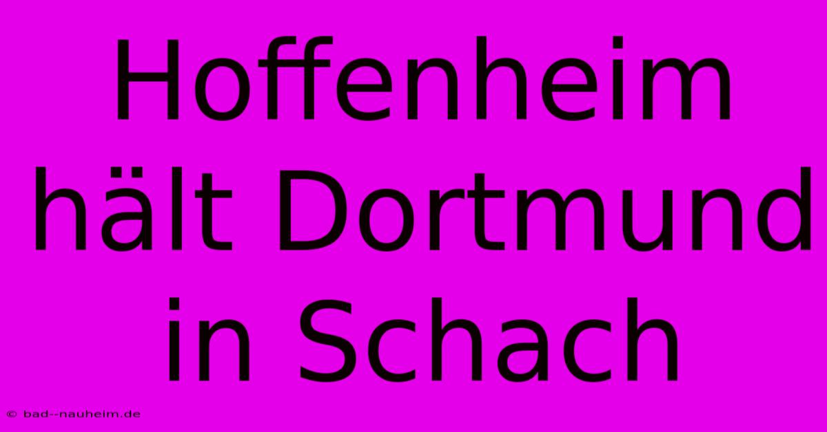 Hoffenheim Hält Dortmund In Schach