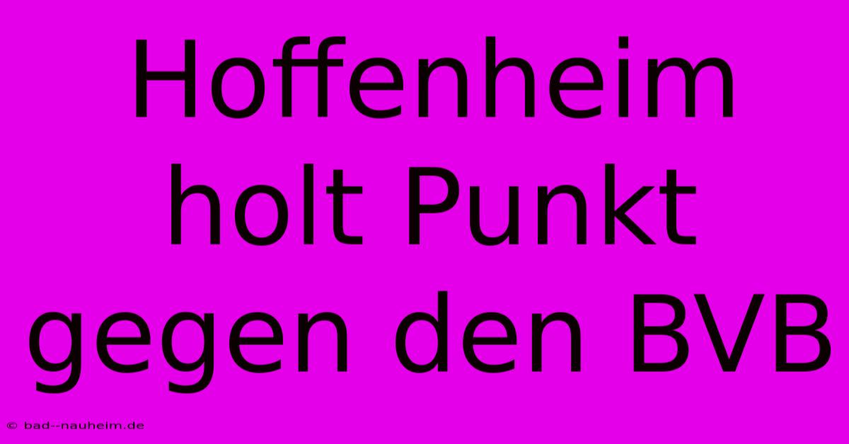 Hoffenheim Holt Punkt Gegen Den BVB