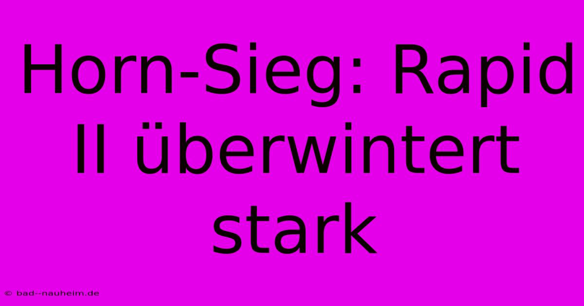 Horn-Sieg: Rapid II Überwintert Stark