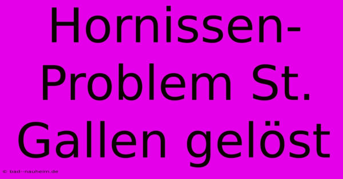 Hornissen-Problem St. Gallen Gelöst