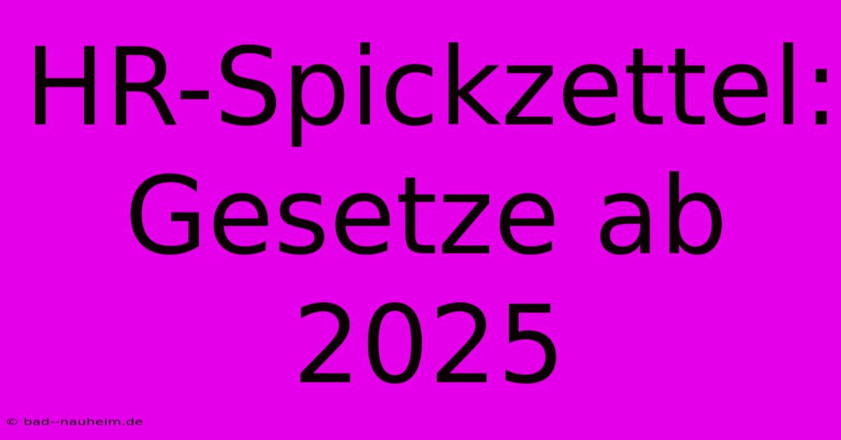 HR-Spickzettel:  Gesetze Ab 2025