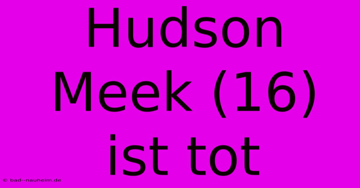 Hudson Meek (16) Ist Tot